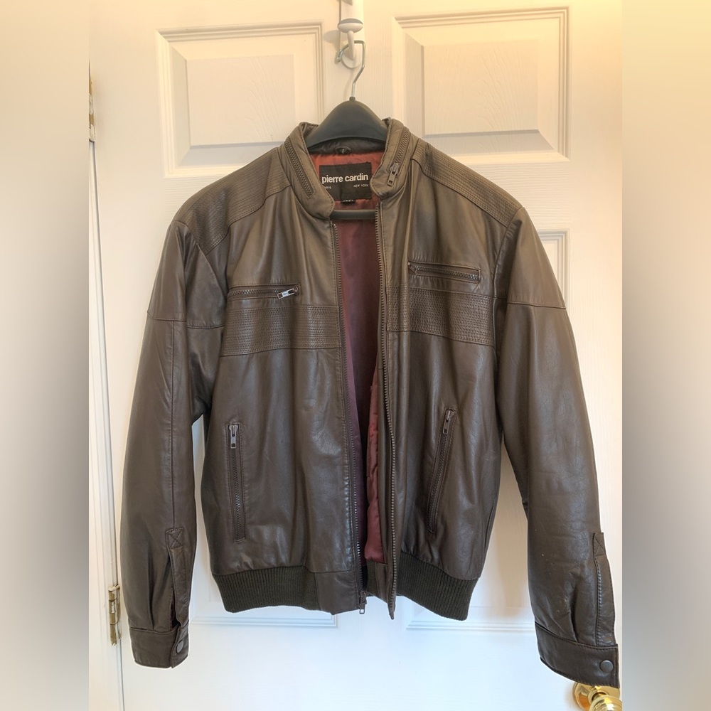 Vintage Pierre Cardin Genuine Leather Jacket with Zippers